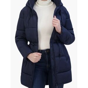 Rebecca Minkoff Navy Hooded Puffer Coat Womens L/XL 48" Bust